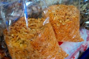 Dried shrimps on the market in Thailand