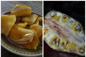 Jack fruit - the whole fruit and the pulps