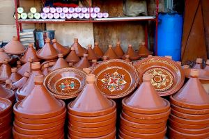 Tagines sold in the streets of Morocco