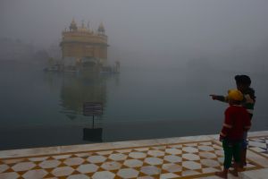 Two young Sikhs at Golden temple, Amritsar, India