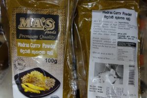 Madras curry powder in Weligama supermarket in Sri Lanka