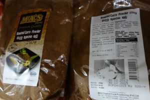 Roasted curry powder in Weligama supermarket in Sri Lanka