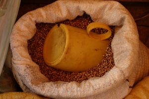 Coriander seeds sold in bags on local market in Midigama, Sri Lanka