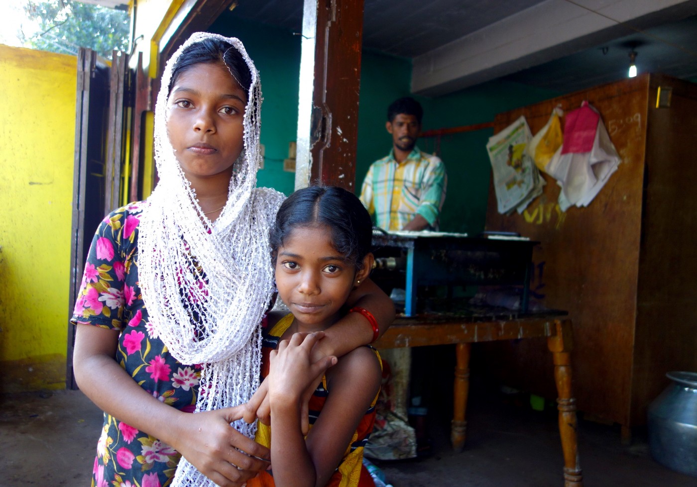 friendly daughters of the street restaurant owner, India