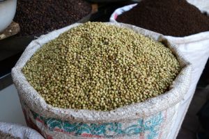 Coriander seeds sold on spice market in Delhi India - by Authentic World Food