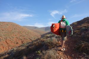 Hike on the way from the beach with local fisherman and surfer