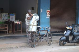 Prodejce mlíka v Kerale v Indii - od Authentic World Food