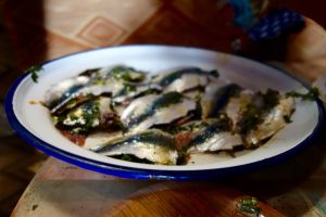 Sardines with herbs. Authentic recipe from Morocco.