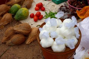 Yoghurt (curd) sold on traditional market in India - by Authentic World Food